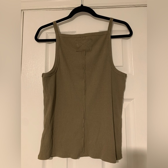 NWT Free People Olive Green Ribbed Tank Top - Picture 2 of 3
